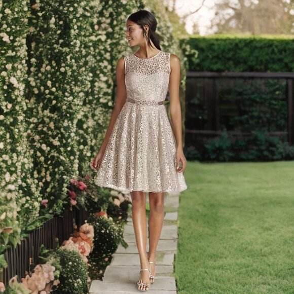 CACHE Floral Lace Fit & Flare Mini Dress Sleeveless Cocktail Formal Prom A-Line - Picture 1 of 12